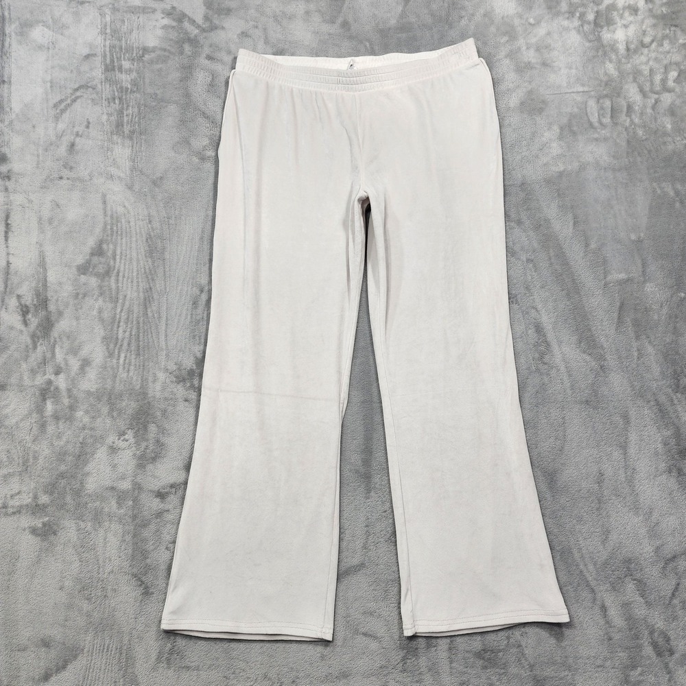 Danskin Pants Womens XL White Velour Straight Leg Pull On Yoga Lounge‎ Casual